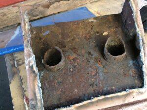 MV Ross Point prior to plate repairs to bow forward and mooring post