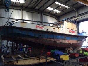 Exterior of the MV Ross Point prior to sand blasting