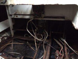 Wheel House of the MV Ross Point before refurbishment - Removal of old defective items