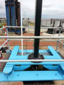Base and supports of a dock side crane
