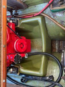 Close up of Beta Marine diesel engine on the Swan Song being repaired by Hickman Engineering