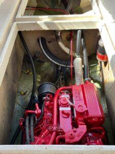 Close up of Beta Marine diesel engine on the Swan Song being repaired by Hickman Engineering