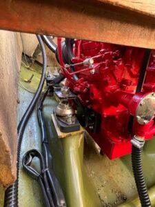 Close up of Beta Marine diesel engine on the Swan Song being repaired by Hickman Engineering
