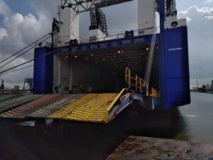 Cargo ship container at Grimsby Docks
