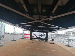 A view from underneath the road access bridge as it was being assessed by Hickman Engineering