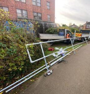 Handrail installation at Scunthorpe Hospital in progress by Hickman Engineering