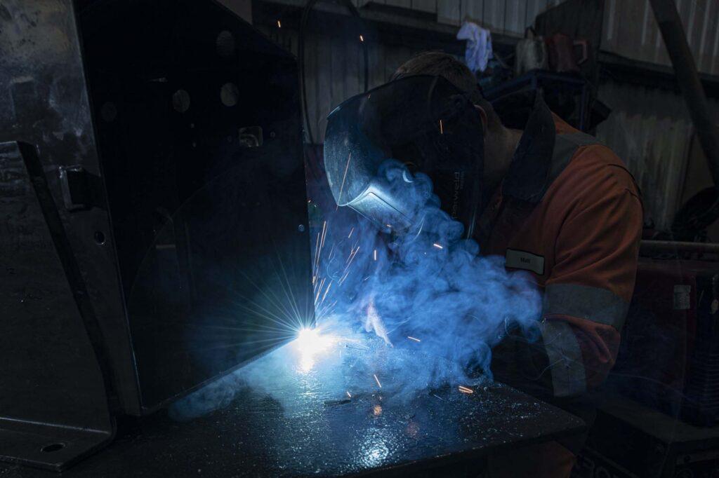 Welder working on a marine engineering project